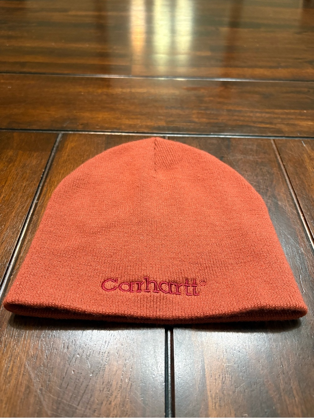 Carhartt Burnt Orange / Terracotta Knit Beanie Hat with Embroidered Logo